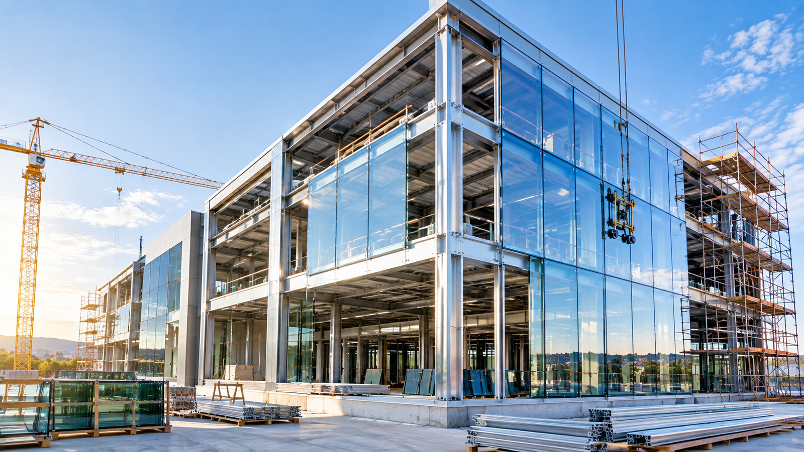 Glass curtain wall facade