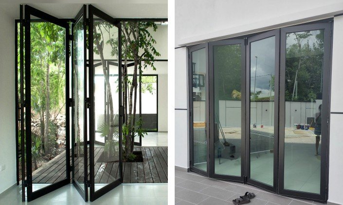 Four-Panel Folding Swing Casement Glass Door
