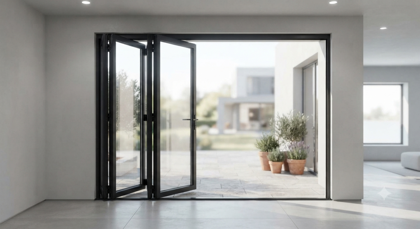 Four-Panel Folding Swing Casement Glass Door